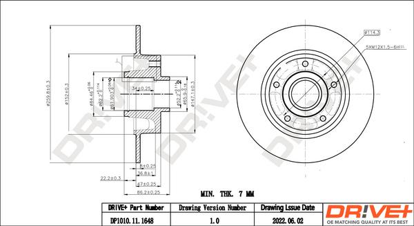 Dr!ve+ DP1010.11.1648 - Тормозной диск autospares.lv