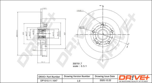 Dr!ve+ DP1010.11.1647 - Тормозной диск autospares.lv