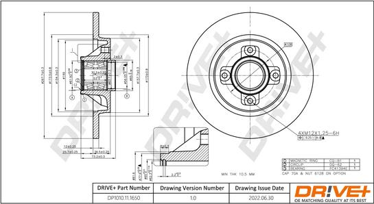 Dr!ve+ DP1010.11.1650 - Тормозной диск autospares.lv