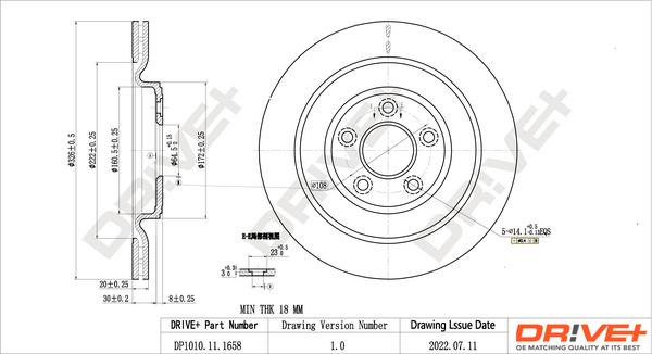 Dr!ve+ DP1010.11.1658 - Тормозной диск autospares.lv