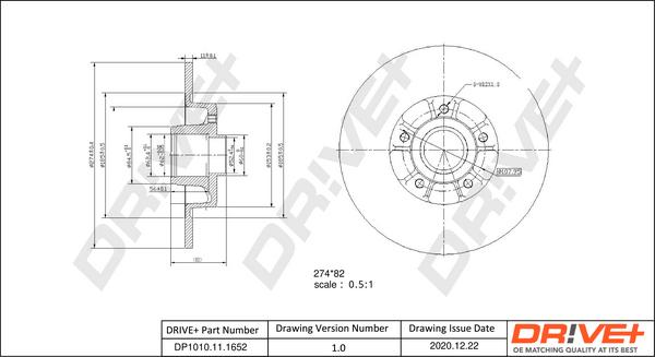 Dr!ve+ DP1010.11.1652 - Тормозной диск autospares.lv