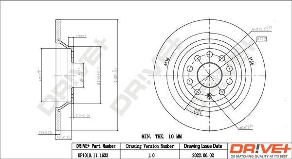 Dr!ve+ DP1010.11.1633 - Тормозной диск autospares.lv