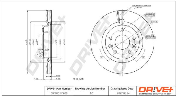 Dr!ve+ DP1010.11.1628 - Тормозной диск autospares.lv