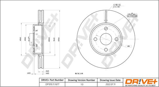 Dr!ve+ DP1010.11.1677 - Тормозной диск autospares.lv