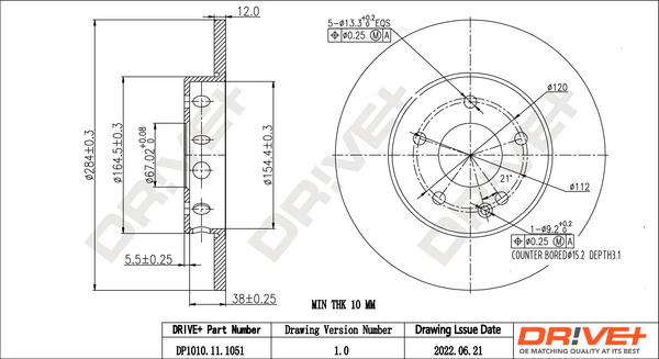 Dr!ve+ DP1010.11.1051 - Тормозной диск autospares.lv