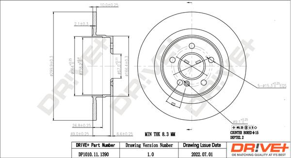 Dr!ve+ DP1010.11.1390 - Тормозной диск autospares.lv