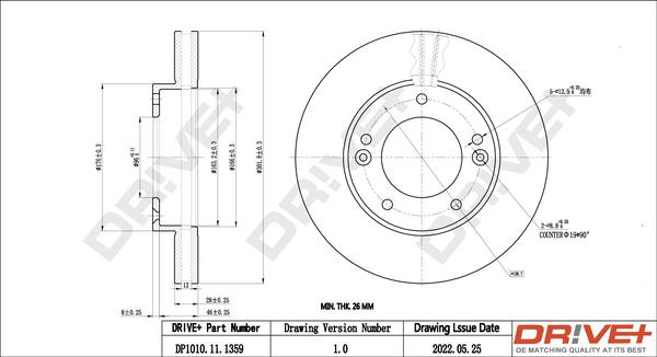 Dr!ve+ DP1010.11.1359 - Тормозной диск autospares.lv