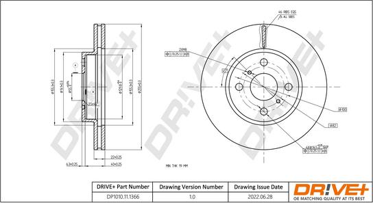 Dr!ve+ DP1010.11.1366 - Тормозной диск autospares.lv