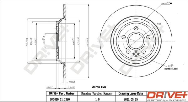 Dr!ve+ DP1010.11.1380 - Тормозной диск autospares.lv