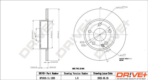 Dr!ve+ DP1010.11.1203 - Тормозной диск autospares.lv