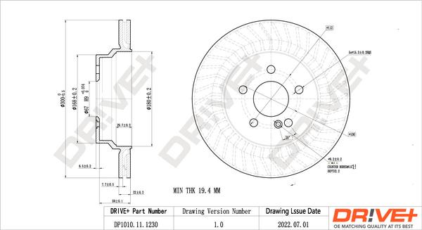 Dr!ve+ DP1010.11.1230 - Тормозной диск autospares.lv