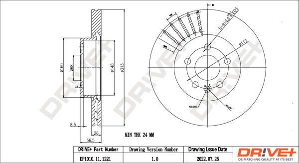 Dr!ve+ DP1010.11.1221 - Тормозной диск autospares.lv