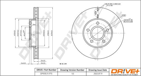 Dr!ve+ DP1010.11.1715 - Тормозной диск autospares.lv