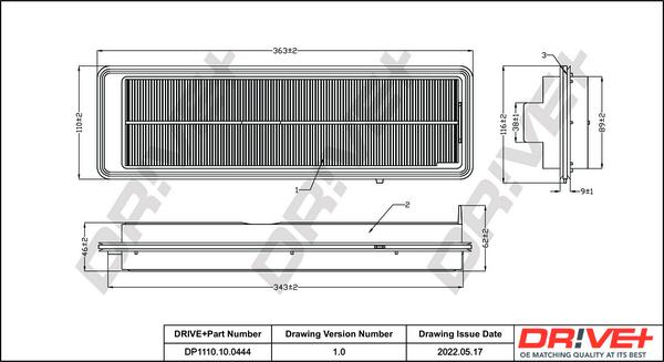 Dr!ve+ DP1110.10.0444 - Воздушный фильтр, двигатель autospares.lv