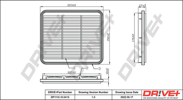 Dr!ve+ DP1110.10.0415 - Воздушный фильтр, двигатель autospares.lv
