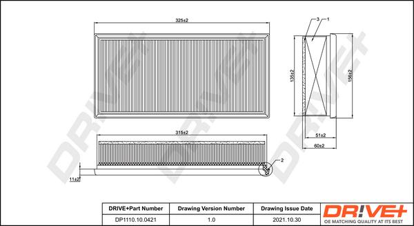 Dr!ve+ DP1110.10.0421 - Воздушный фильтр, двигатель autospares.lv
