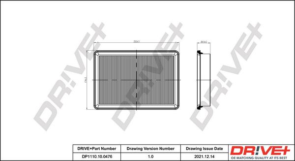 Dr!ve+ DP1110.10.0476 - Воздушный фильтр, двигатель autospares.lv