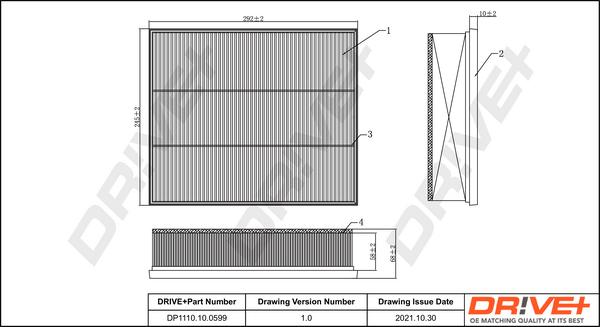 Dr!ve+ DP1110.10.0599 - Воздушный фильтр, двигатель autospares.lv
