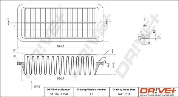 Dr!ve+ DP1110.10.0562 - Воздушный фильтр, двигатель autospares.lv