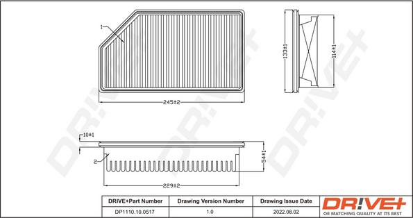 Dr!ve+ DP1110.10.0517 - Воздушный фильтр, двигатель autospares.lv