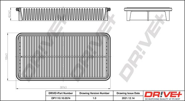 Dr!ve+ DP1110.10.0574 - Воздушный фильтр, двигатель autospares.lv