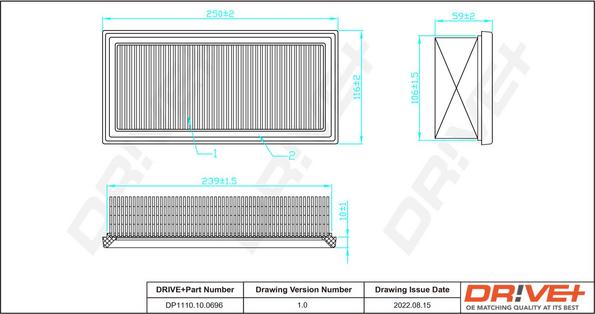 Dr!ve+ DP1110.10.0696 - Воздушный фильтр, двигатель autospares.lv