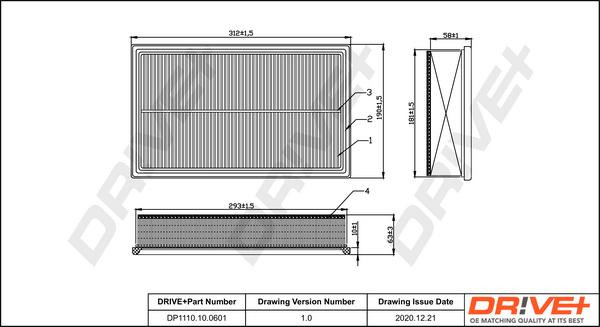 Dr!ve+ DP1110.10.0601 - Воздушный фильтр, двигатель autospares.lv