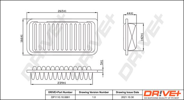 Dr!ve+ DP1110.10.0681 - Воздушный фильтр, двигатель autospares.lv