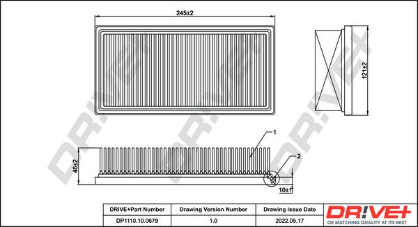 Dr!ve+ DP1110.10.0679 - Воздушный фильтр, двигатель autospares.lv