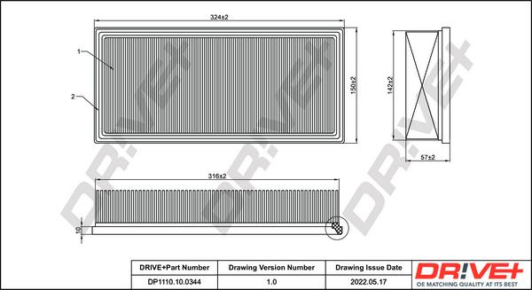 Dr!ve+ DP1110.10.0344 - Воздушный фильтр, двигатель autospares.lv