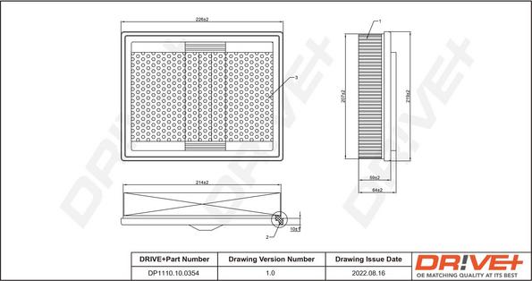 Dr!ve+ DP1110.10.0354 - Воздушный фильтр, двигатель autospares.lv