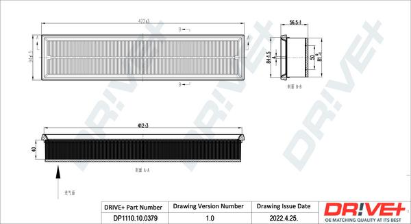 Dr!ve+ DP1110.10.0379 - Воздушный фильтр, двигатель autospares.lv