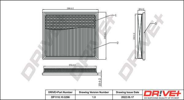 Dr!ve+ DP1110.10.0296 - Воздушный фильтр, двигатель autospares.lv