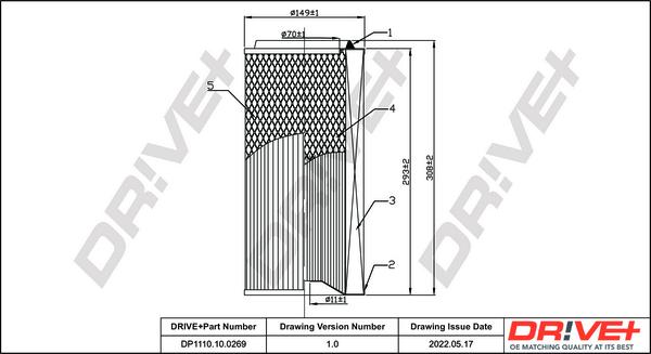 Dr!ve+ DP1110.10.0269 - Воздушный фильтр, двигатель autospares.lv
