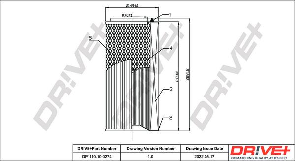 Dr!ve+ DP1110.10.0274 - Воздушный фильтр, двигатель autospares.lv