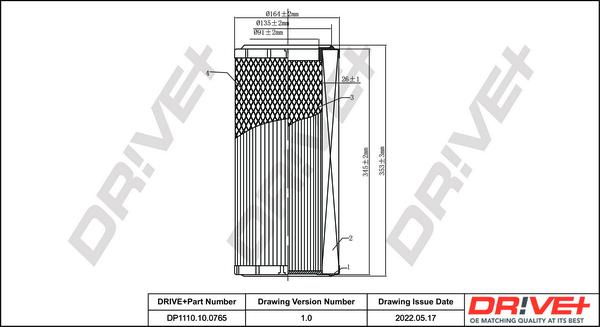Dr!ve+ DP1110.10.0765 - Воздушный фильтр, двигатель autospares.lv