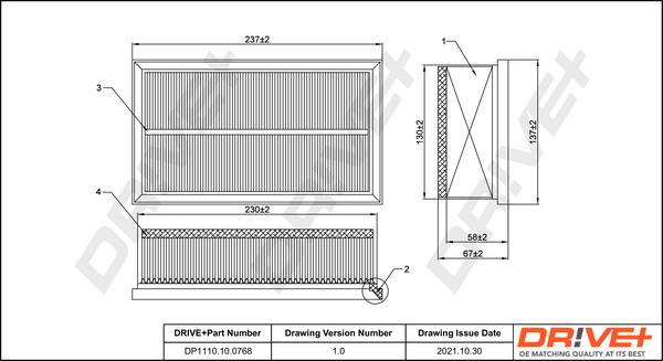 Dr!ve+ DP1110.10.0768 - Воздушный фильтр, двигатель autospares.lv