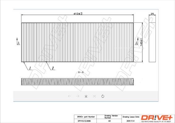 Dr!ve+ DP1110.12.0096 - Фильтр воздуха в салоне autospares.lv