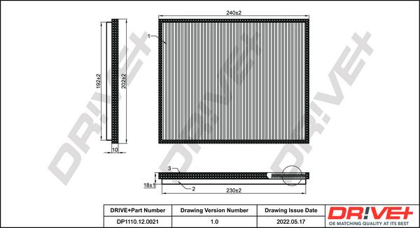 Dr!ve+ DP1110.12.0021 - Фильтр воздуха в салоне autospares.lv