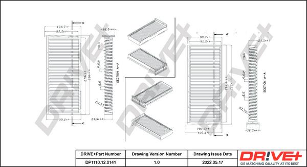 Dr!ve+ DP1110.12.0141 - Фильтр воздуха в салоне autospares.lv