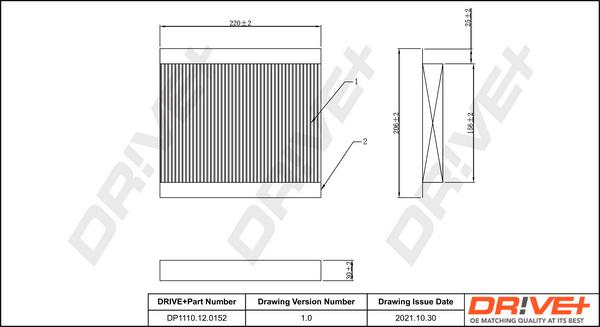 Dr!ve+ DP1110.12.0152 - Фильтр воздуха в салоне autospares.lv