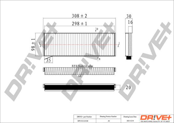 Dr!ve+ DP1110.12.0168 - Фильтр воздуха в салоне autospares.lv