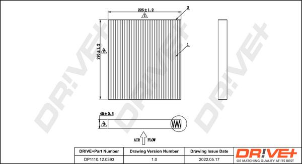 Dr!ve+ DP1110.12.0393 - Фильтр воздуха в салоне autospares.lv