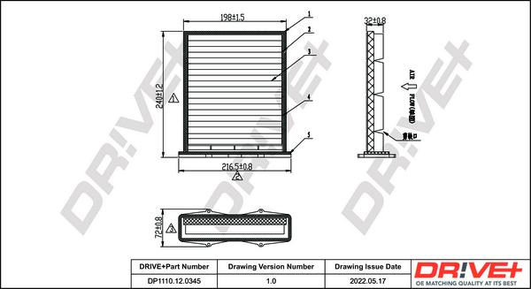 Dr!ve+ DP1110.12.0345 - Фильтр воздуха в салоне autospares.lv