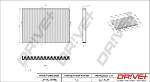 Dr!ve+ DP1110.12.0330 - Фильтр воздуха в салоне autospares.lv