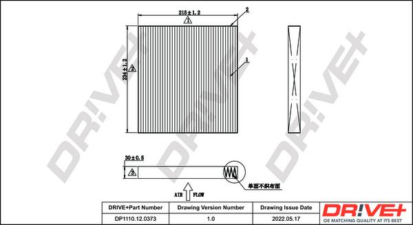 Dr!ve+ DP1110.12.0373 - Фильтр воздуха в салоне autospares.lv