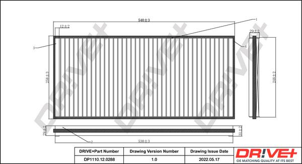 Dr!ve+ DP1110.12.0288 - Фильтр воздуха в салоне autospares.lv