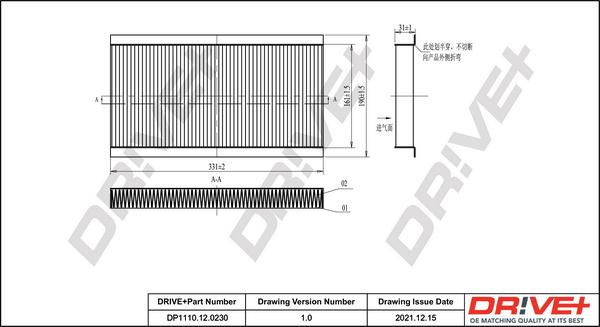 Dr!ve+ DP1110.12.0230 - Фильтр воздуха в салоне autospares.lv