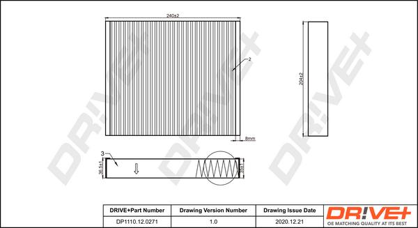 Dr!ve+ DP1110.12.0271 - Фильтр воздуха в салоне autospares.lv