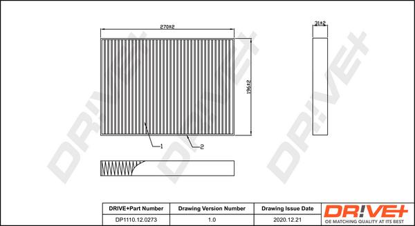 Dr!ve+ DP1110.12.0273 - Фильтр воздуха в салоне autospares.lv